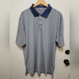 Mens Peter Millar Summer Comfort Navy and White Striped Polo Shirt - Size XXL